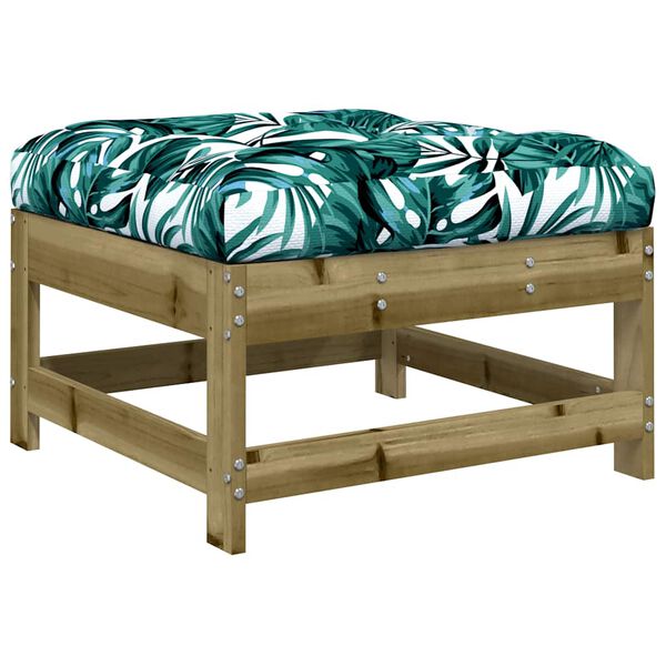 vidaXL Garden Footstool with Cushion Impregnated Wood Pine