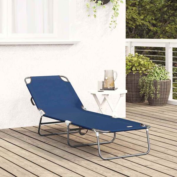 vidaXL Folding Sun Lounger Folding Blue 56 x 189 x 87cm Fabric