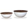 vidaXL Coffee Table Set 2 Pieces Solid Reclaimed Wood White Bowl Shape