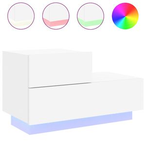 vidaXL Bedside Cabinet with LED Lights White 70x36x40.5 cm