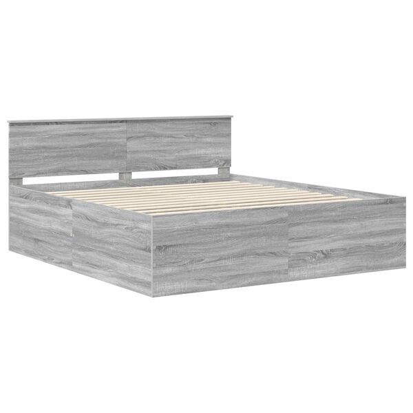 vidaXL Bed Frame Grey Sonoma 200 x 200 cm Engineered Wood