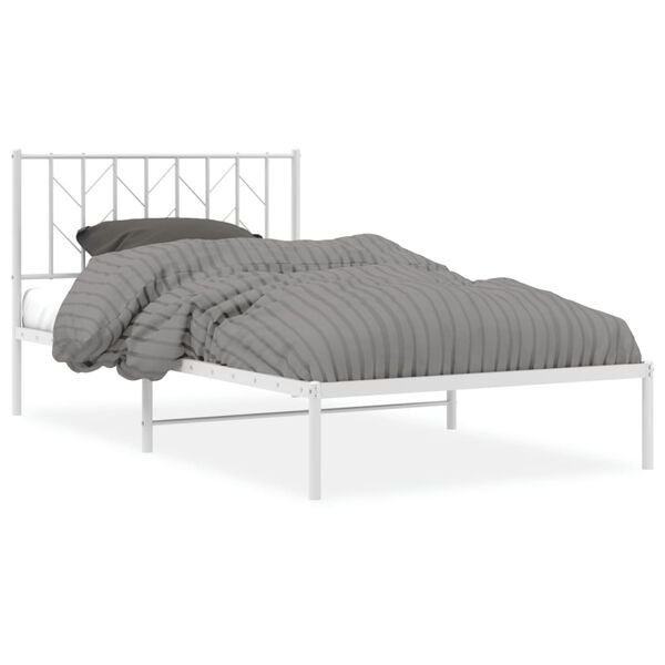 vidaXL Metal Bed Frame without Mattress with Headboard White 107x203cm