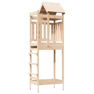 vidaXL Play Tower Brown Solid Pine Wood