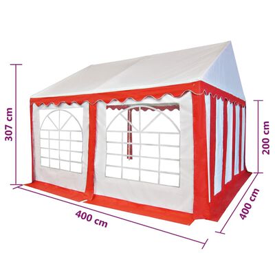 vidaXL Marquee Fabric 4x4 m Red and White