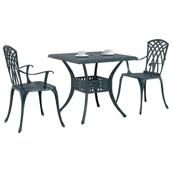 vidaXL Garden Table Set 3 pcs Green Cast Aluminium