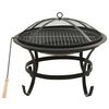 vidaXL 2-in-1 Fire Pit and BBQ with Poker 56x56x49 cm Steel