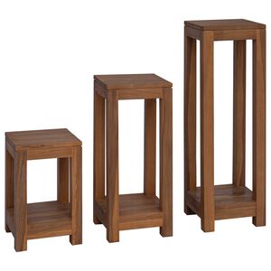 vidaXL Plant Stand 3 pcs Natural 25 x 25 x 80 cm Solid Teak Wood