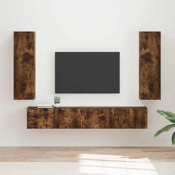 vidaXL TV Cabinet Set Wall-mounted 3 pcs Smoked Oak Engineered Wood