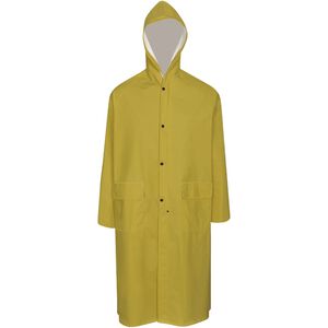 vidaXL Waterproof Heavy-duty Long Raincoat with Hood Yellow XL