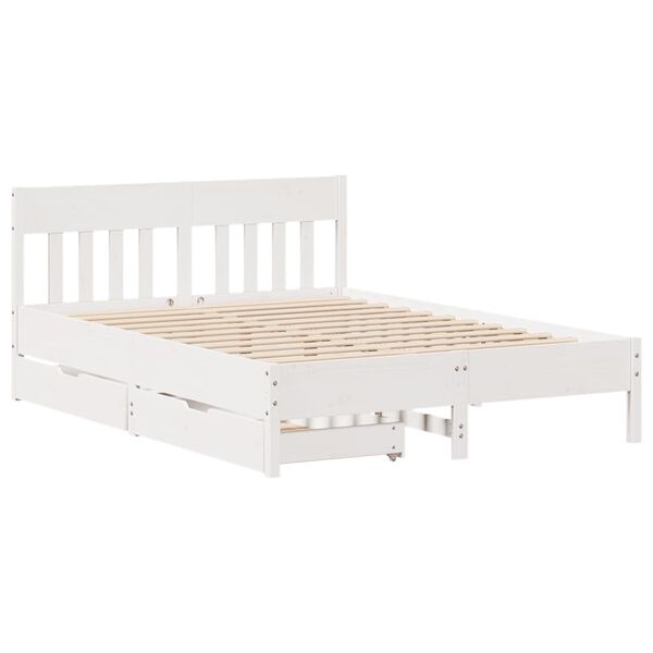 vidaXL Bed Frame without Mattress White 150x200 cm King Size Solid Wood Pine