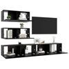 vidaXL 4 Piece TV Cabinet Set Black Engineered Wood