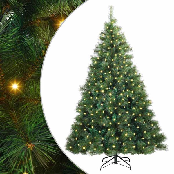 vidaXL Artificial Christmas Tree with 300 LEDs Green 180 cm PE and PVC