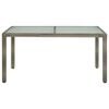 vidaXL Garden Table 150x90x75 cm Tempered Glass and Poly Rattan Grey