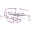 vidaXL Bed Frame with Drawers Wax Brown 90x190 cm Single Solid Wood Pine
