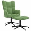 vidaXL Relaxing Chair with a Stool Light Green Velvet