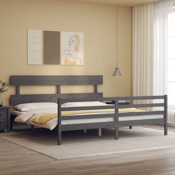 vidaXL Bed Frame without Mattress Grey 200x200 cm Solid Wood