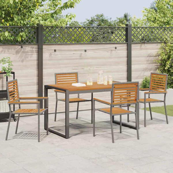 vidaXL Garden Dining Set 5 pcs Grey and Brown Poly Rattan