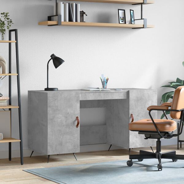 vidaXL Desk Concrete Grey 140x50x75 cm Engineered Wood