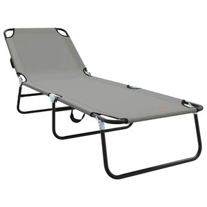 vidaXL Folding Sun Lounger Folding Grey 188 x 57 x 86.5 cm Polyester