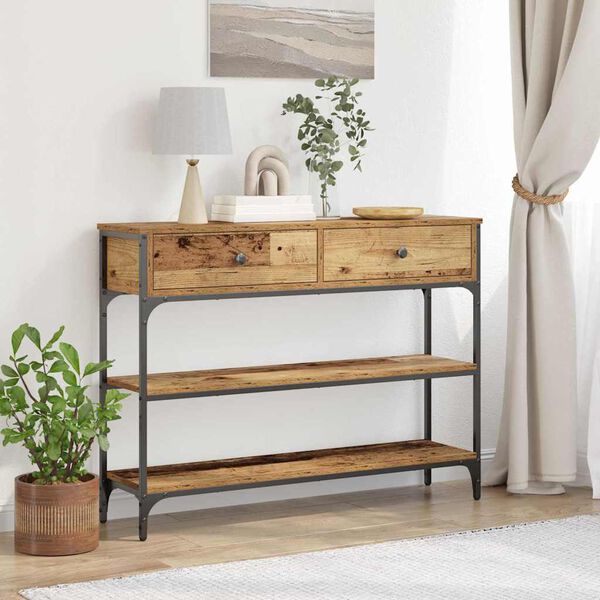 vidaXL Console Table Old Wood 100 x 25 x 75 cm Engineered Wood