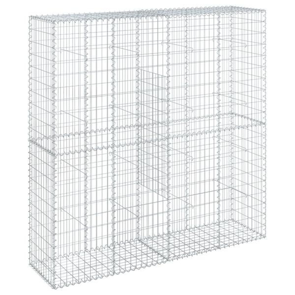 vidaXL Gabion Basket with Cover 200x50x200 cm Galvanised Iron
