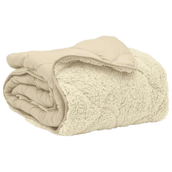 vidaXL Winter Duvet Cream 200 x 200 cm Microfiber and Teddy fleece