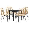 vidaXL Garden Dining Set 5 pcs Brown Poly Rattan