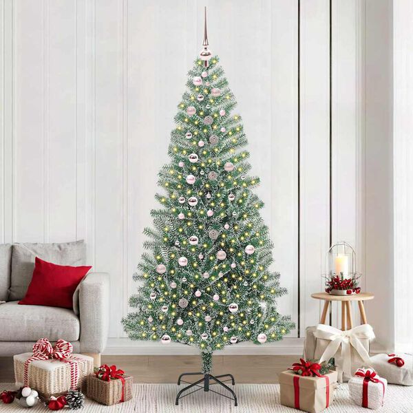 vidaXL Artificial Christmas Tree Snow Flocked with LED Light 240 cm