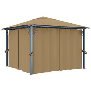 vidaXL Gazebo with Curtain 300x300 cm Taupe Aluminium