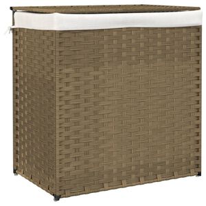 vidaXL Laundry Basket with 2 Sections 53x35x57 cm Poly Rattan