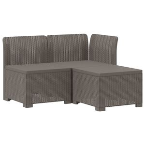 vidaXL 3-Seater Garden Sofa Rattan Look PP Light Grey