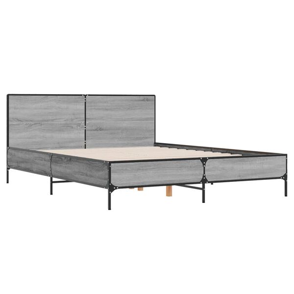 vidaXL Bed Frame without Mattress Grey Sonoma 150x200 cm King Size