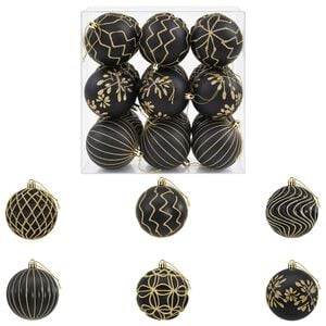 vidaXL Christmas Ball Set XL 18 pcs Black and Gold 8 cm Polystyrene