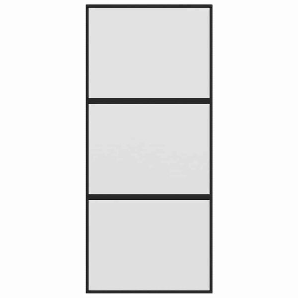vidaXL Sliding Door Black 90x205 cm Tempered Glass and Aluminium