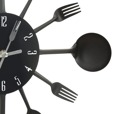 vidaXL Wall Clock with Spoon and Fork Design Black 40 cm Aluminium