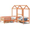 vidaXL Bed and Bench Set with Roof without Mattress Wax Brown 90x200 cm