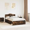 vidaXL Bed Frame Smoked Oak 135 x 190 cm Solid Pine Wood