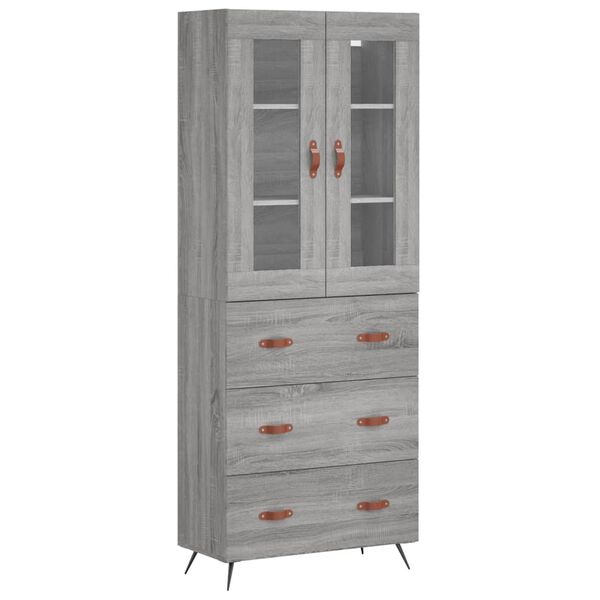 vidaXL Highboard Grey Sonoma 69.5x34x180 cm Engineered Wood