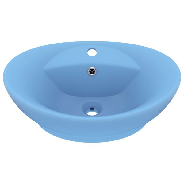 vidaXL Luxury Basin Overflow Oval Matt Light Blue 58.5x39 cm Ceramic