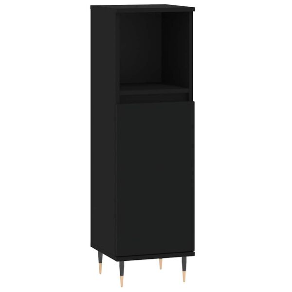 vidaXL Bathroom Cabinet Black 30x30x100 cm Engineered Wood