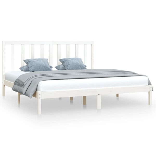 vidaXL Bed Frame without Mattress White Solid Wood Pine 200x200 cm