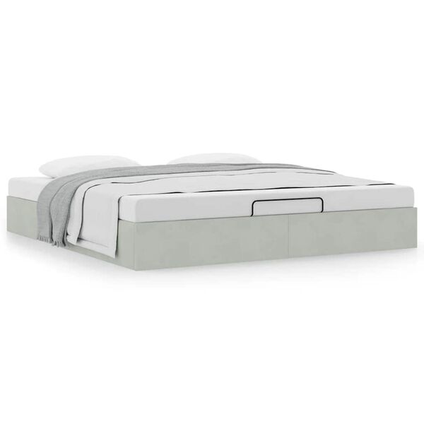 vidaXL Ottoman Bed Frame No Mattress Light Grey Super King Velvet