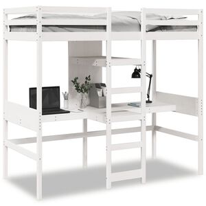 vidaXL Loft Bed Frame without Mattress White 90x190cm Solid Wood Pine