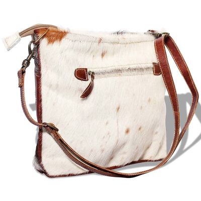 vidaXL Hand Bag Canvas and Real Goat Hide