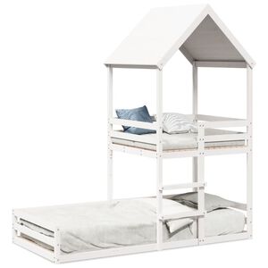vidaXL Bunk Bed with Roof White 90x200 cm Solid Wood Pine