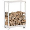 vidaXL Log Holder with Wheels White 76.5x40x108 cm Solid Wood Pine
