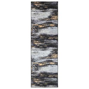 vidaXL Rug Runner LESAKA Black and Gold 100 x 450 cm Diamond Velvet