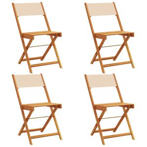 vidaXL Folding Garden Chairs 4 pcs Beige Fabric and Solid Wood