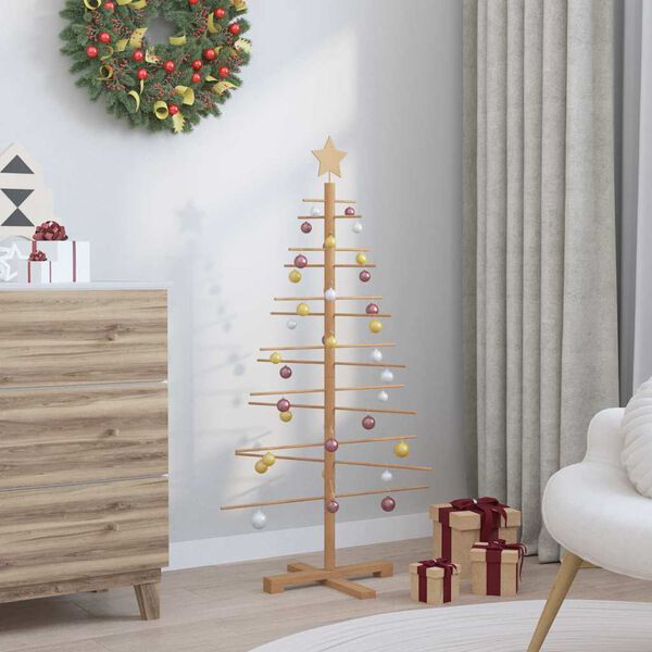 vidaXL Wooden Christmas Tree with Stand Brown 125 cm Bamboo