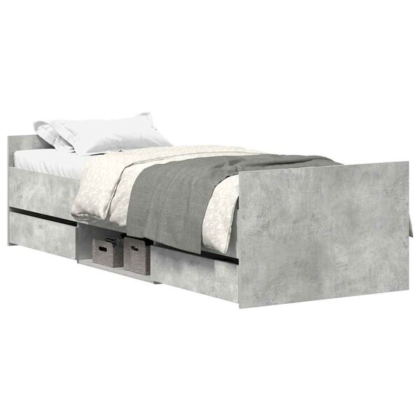 vidaXL Bed Frame without Mattress Concrete Grey 75x190 cm Small Single